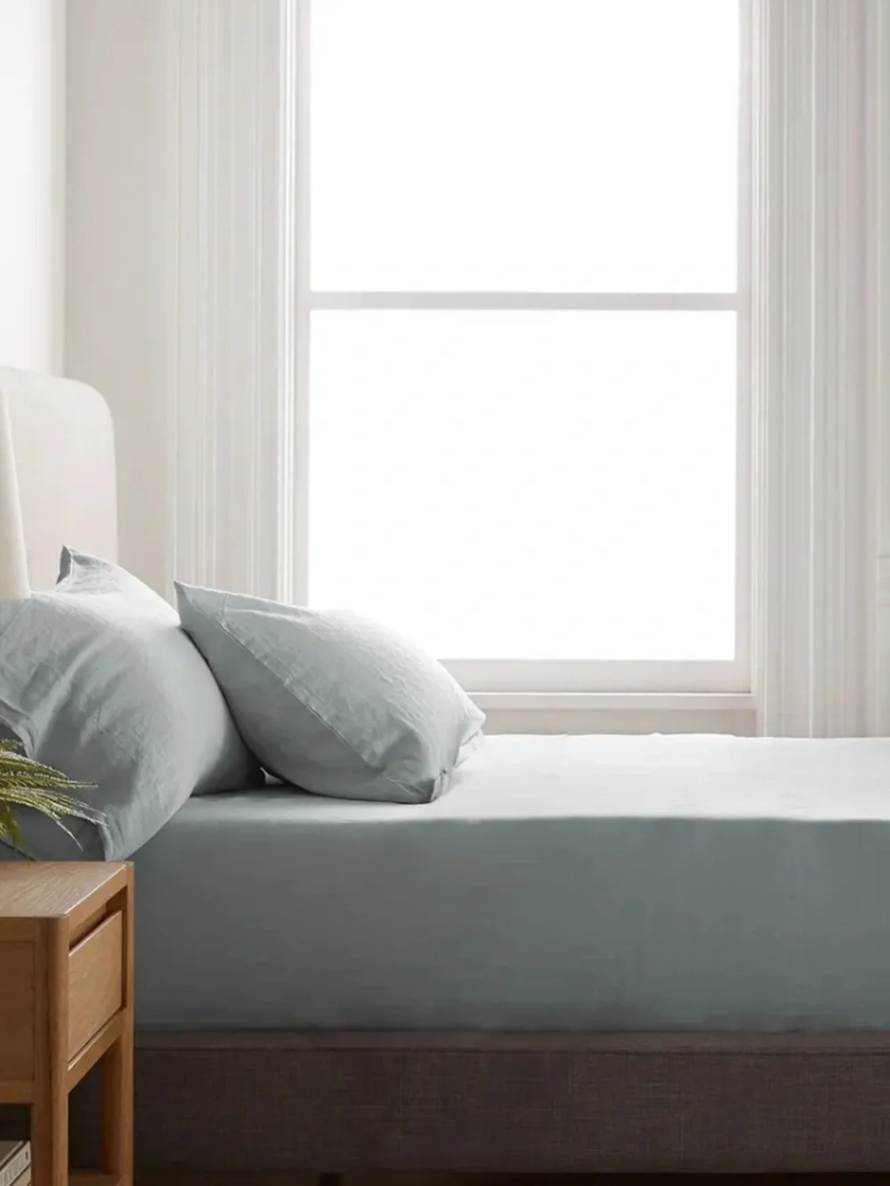 European Linen Sheet King 3 piece set (no flat sheet) Mist Blue
